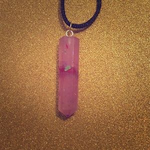 Handmade pink resin crystal necklace